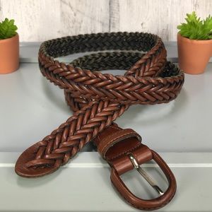 Brown Braided Full Grain Leather Belt 38